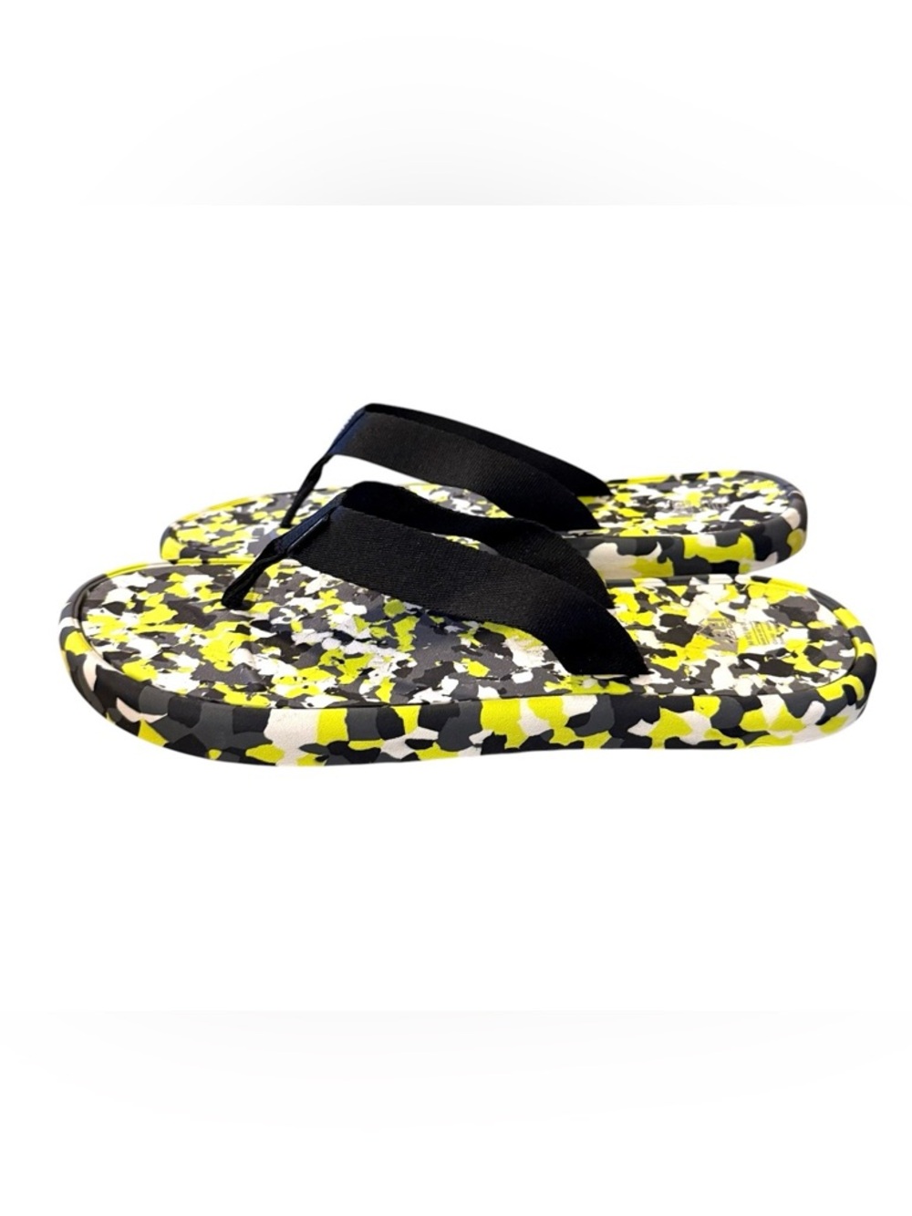 REI CO-OP Unisex Recycled Wide Strap Black Camo Flip flops Sz M 10- W 11